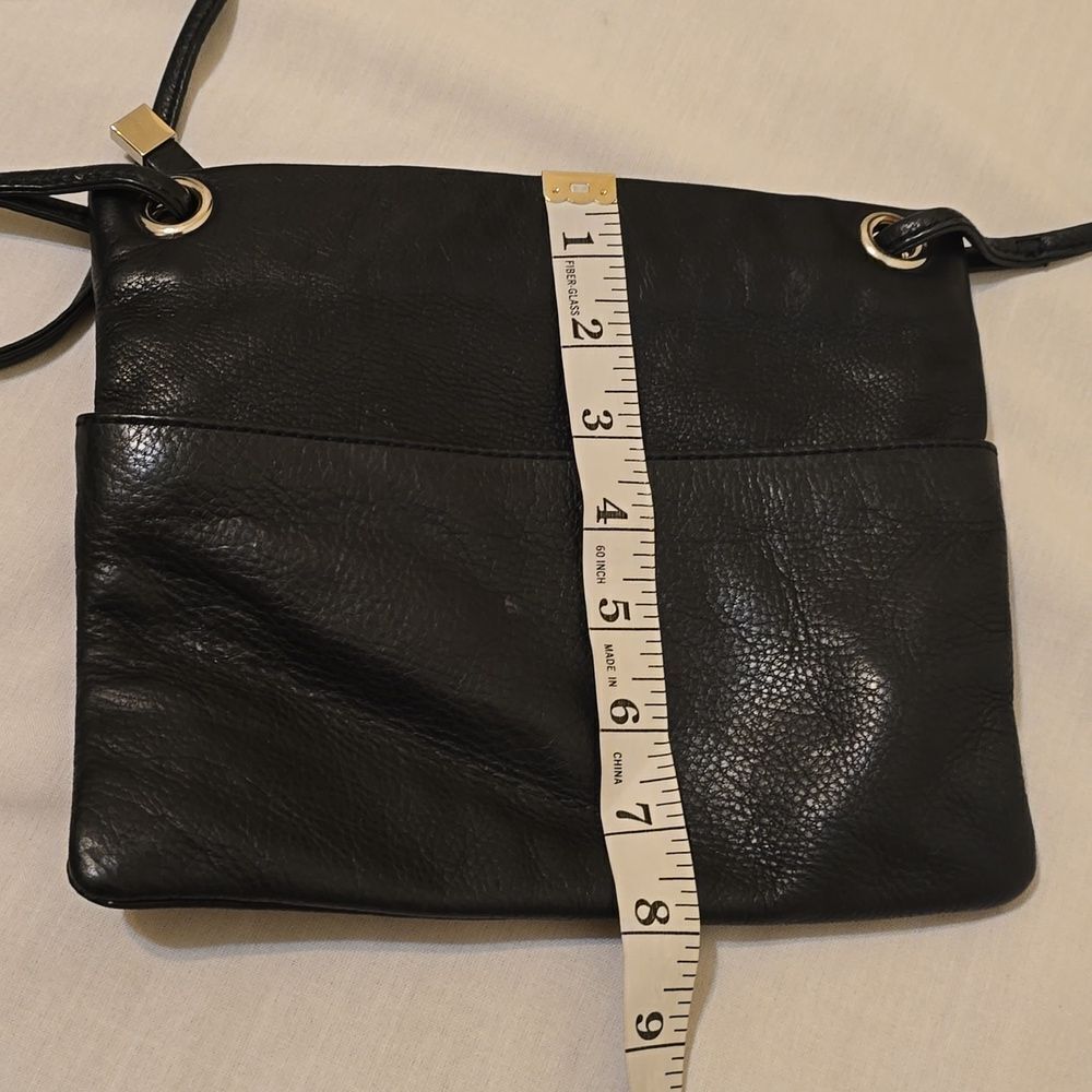 Margot New York black leather crossbody purse square small mini - Picture 7 of 9
